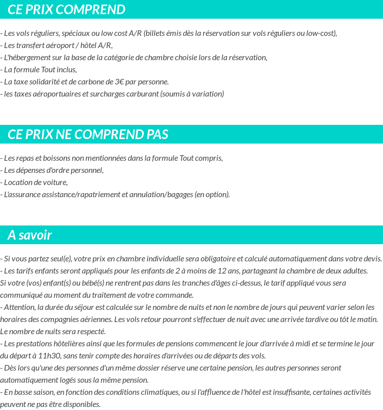 Conditions tarifaires