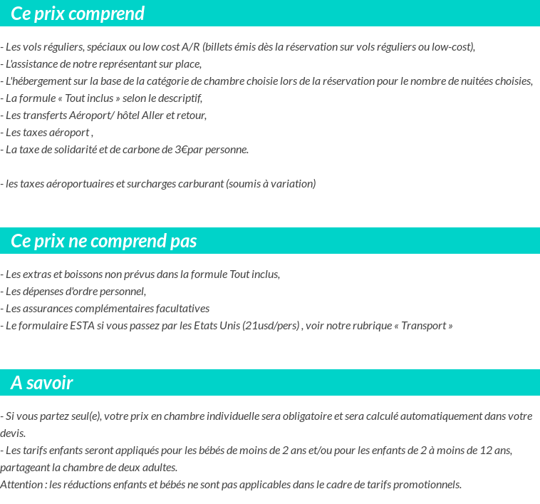 Conditions tarifaires
