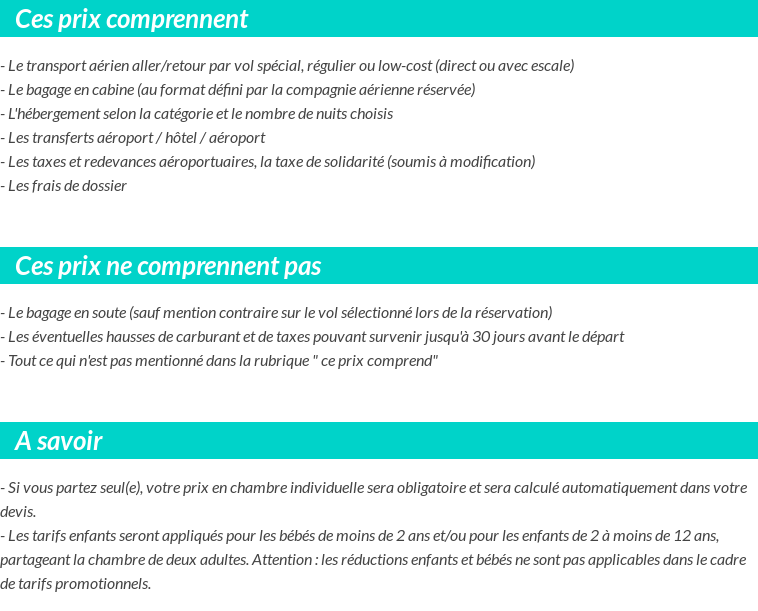 Conditions tarifaires