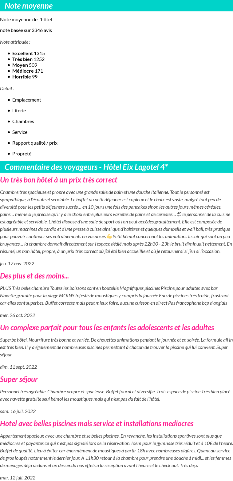 Avis clients