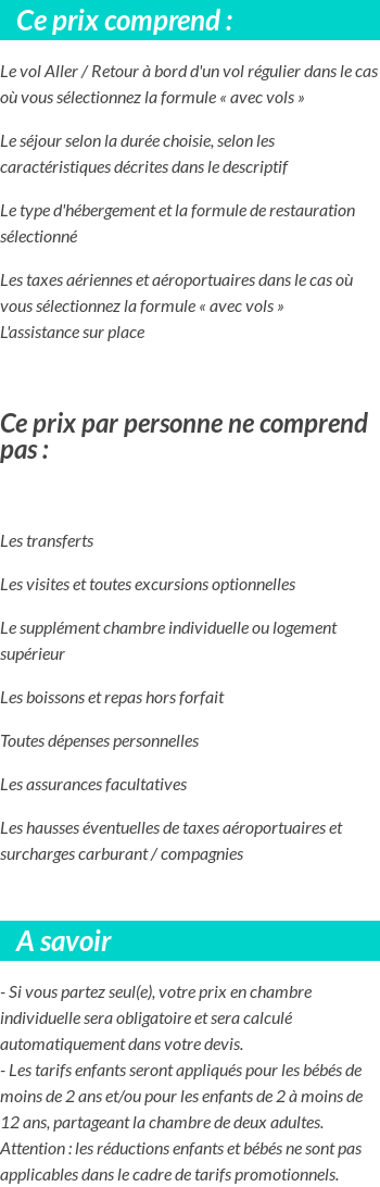 Conditions tarifaires