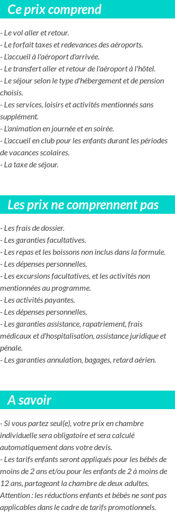 Conditions tarifaires