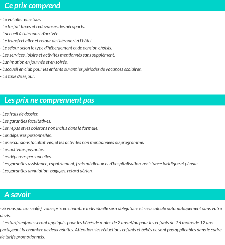 Conditions tarifaires