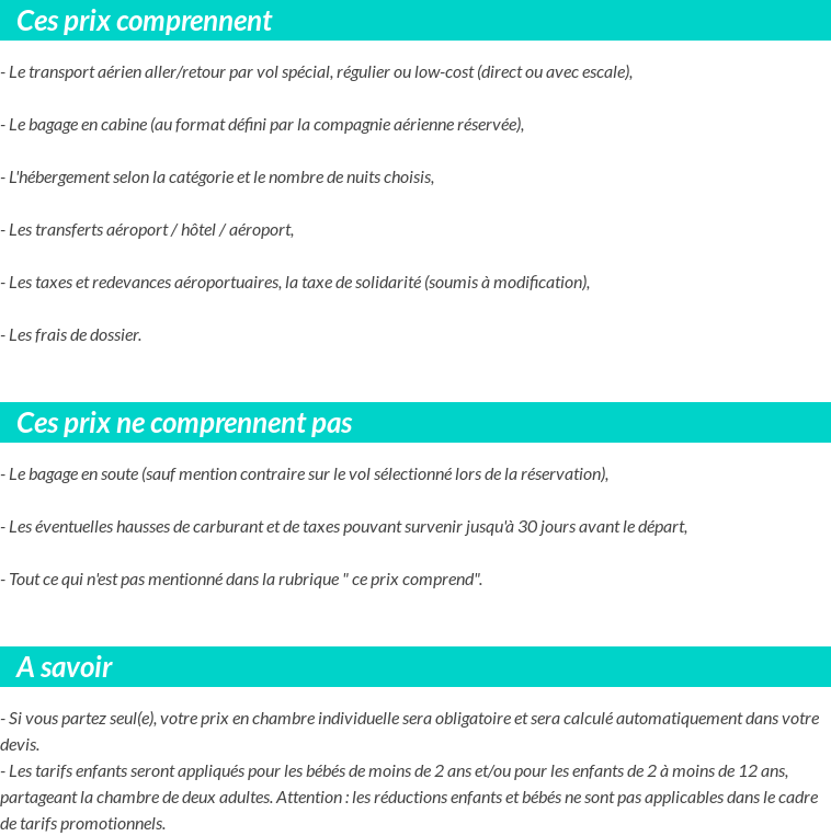 Conditions tarifaires