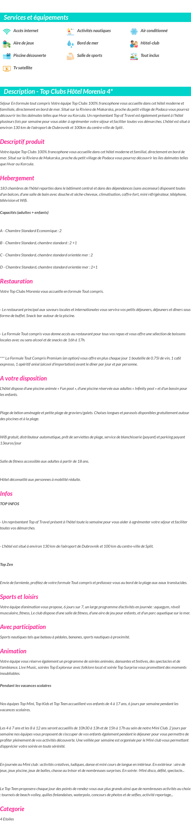 Détails du séjour