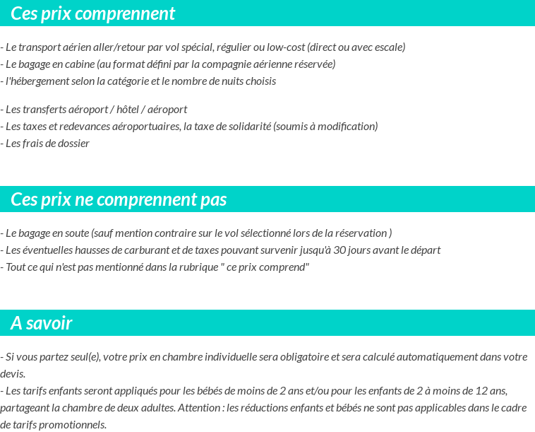 Conditions tarifaires