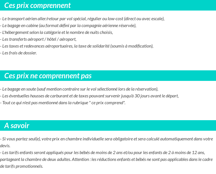 Conditions tarifaires