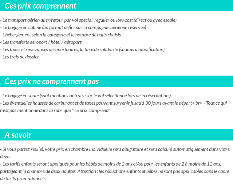 Conditions tarifaires