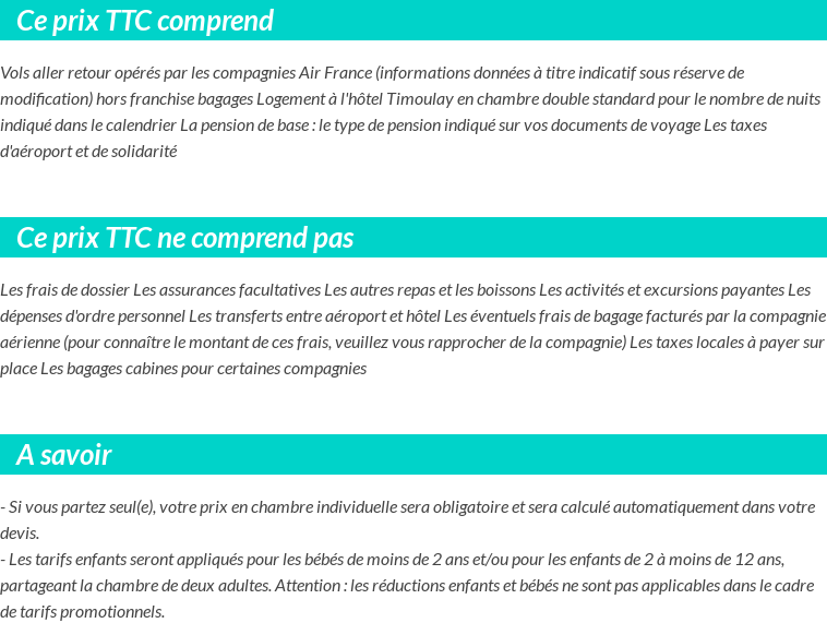 Conditions tarifaires