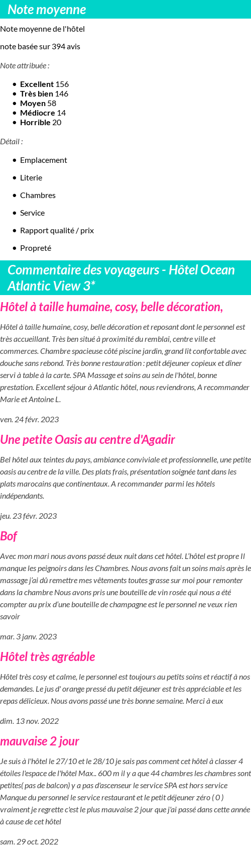 Avis clients