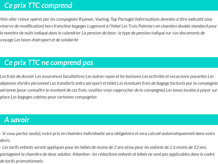 Conditions tarifaires