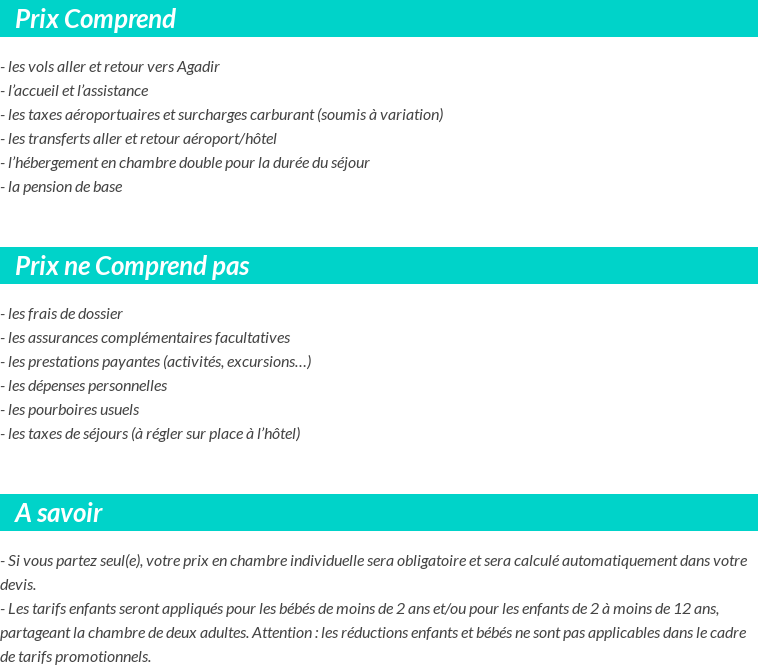 Conditions tarifaires