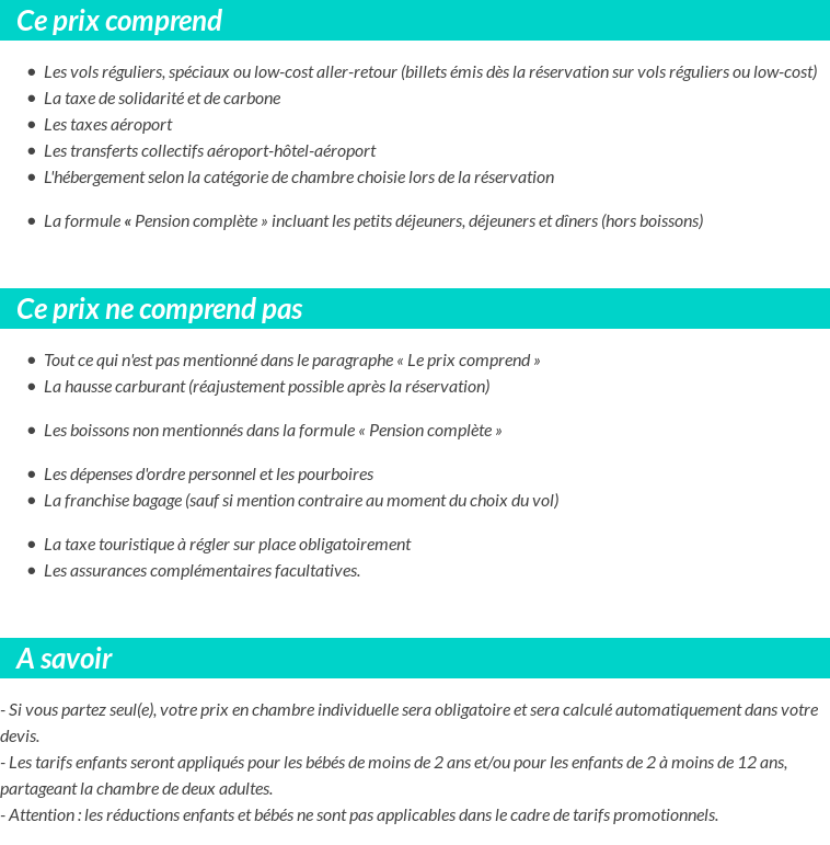 Conditions tarifaires