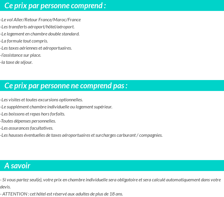 Conditions tarifaires