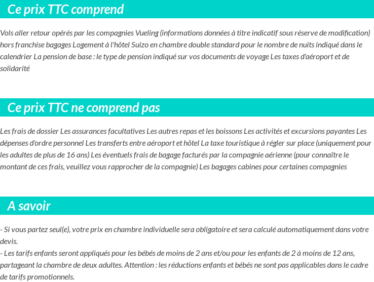 Conditions tarifaires