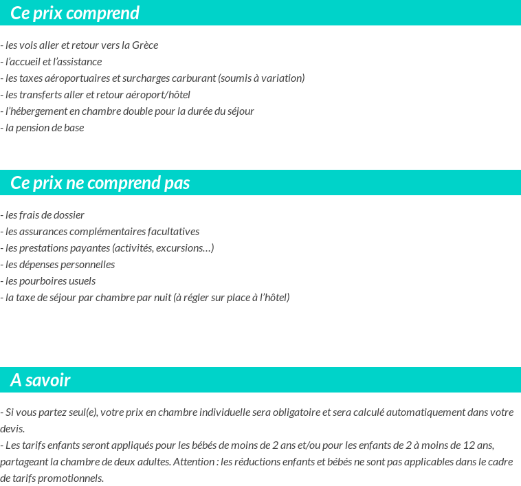 Conditions tarifaires