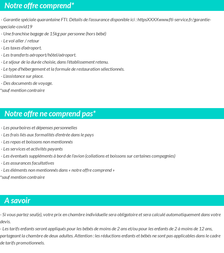 Conditions tarifaires