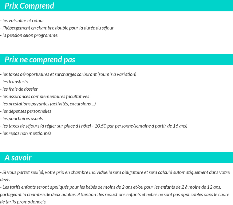 Conditions tarifaires