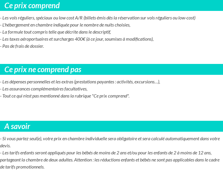 Conditions tarifaires