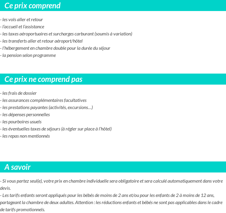 Conditions tarifaires