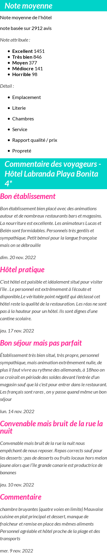 Avis clients