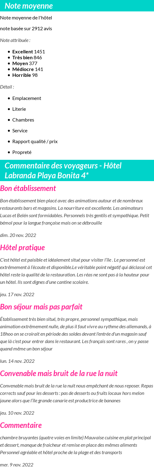 Avis clients
