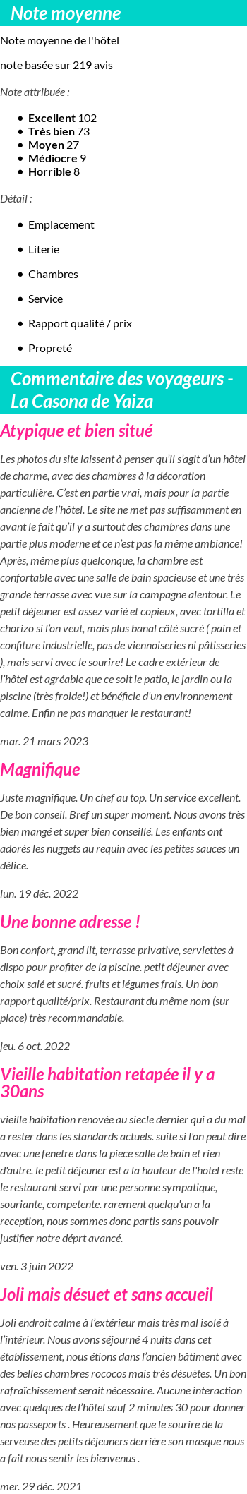 Avis clients