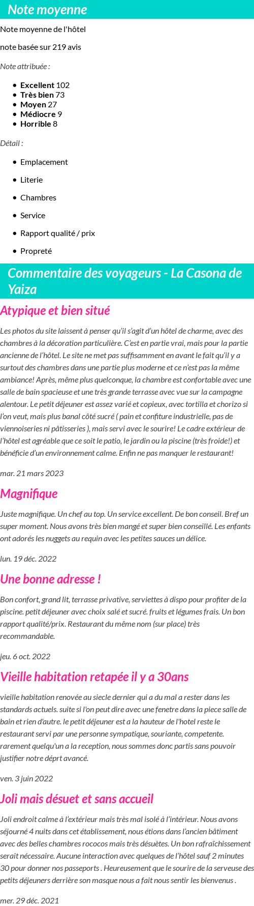 Avis clients