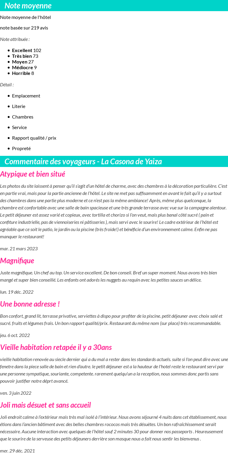 Avis clients