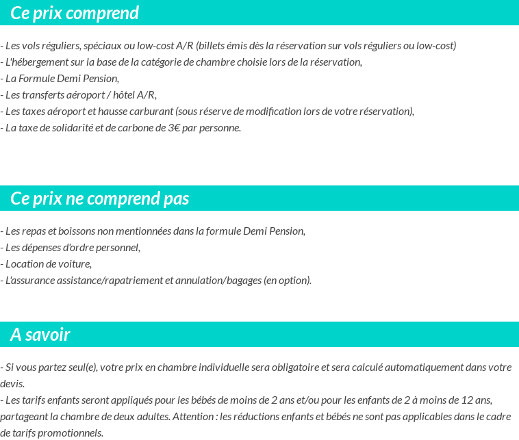 Conditions tarifaires