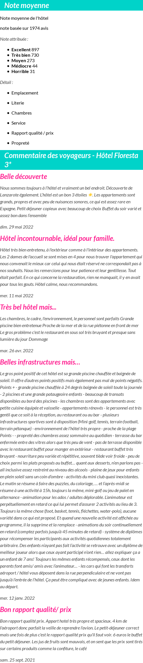 Avis clients