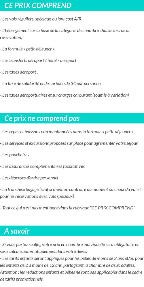 Conditions tarifaires