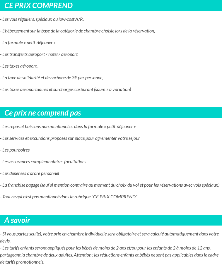 Conditions tarifaires