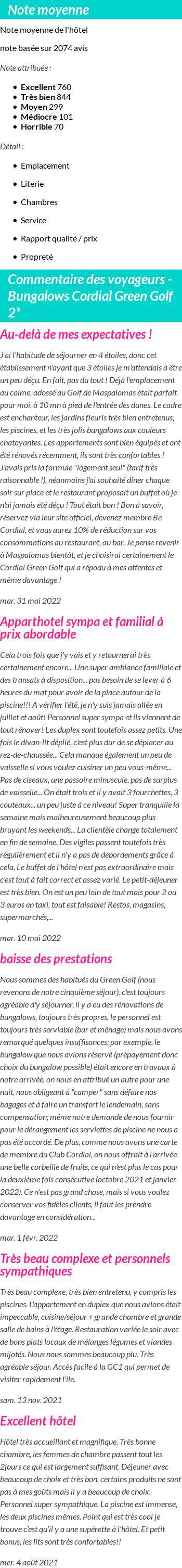 Avis clients