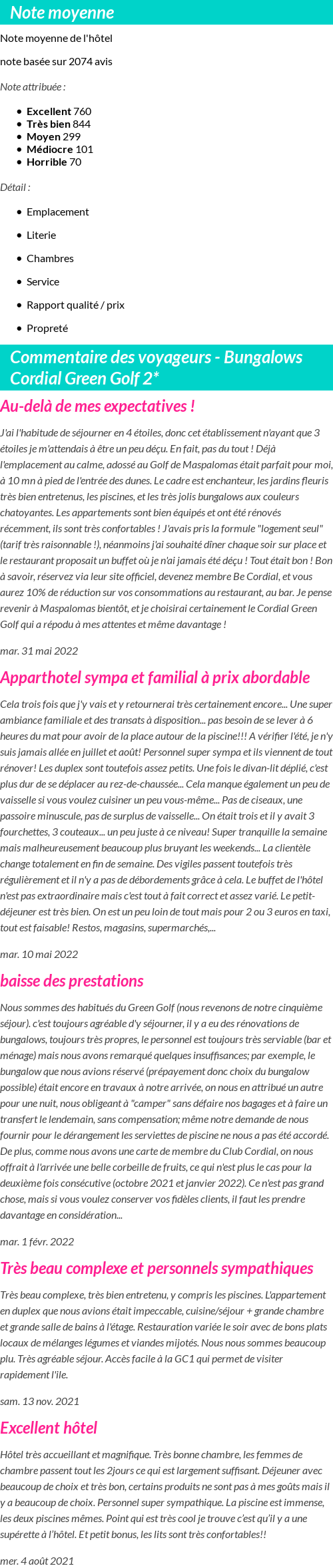 Avis clients