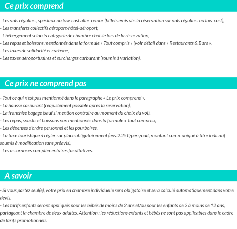 Conditions tarifaires