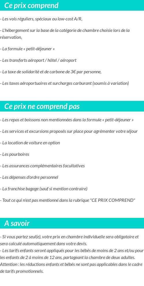 Conditions tarifaires