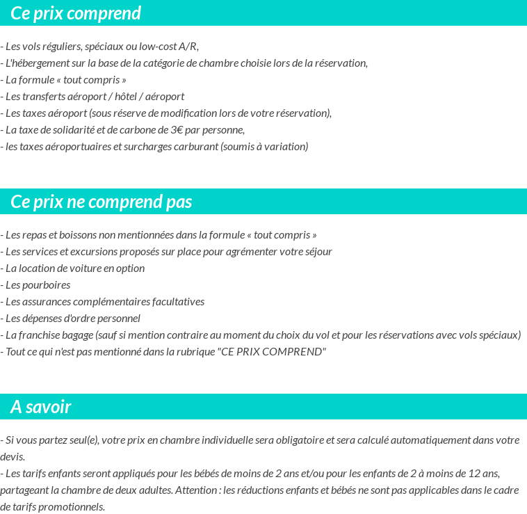 Conditions tarifaires