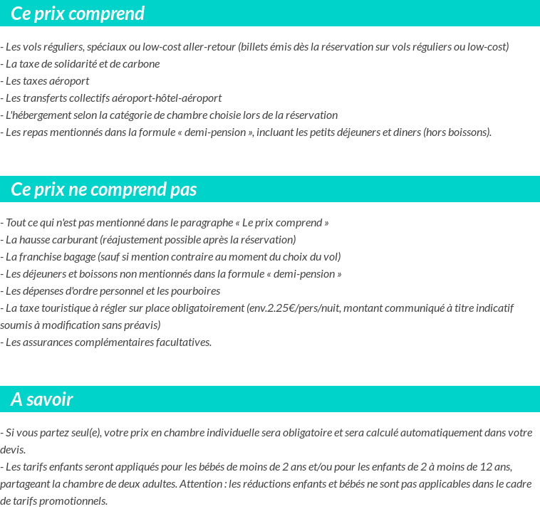 Conditions tarifaires