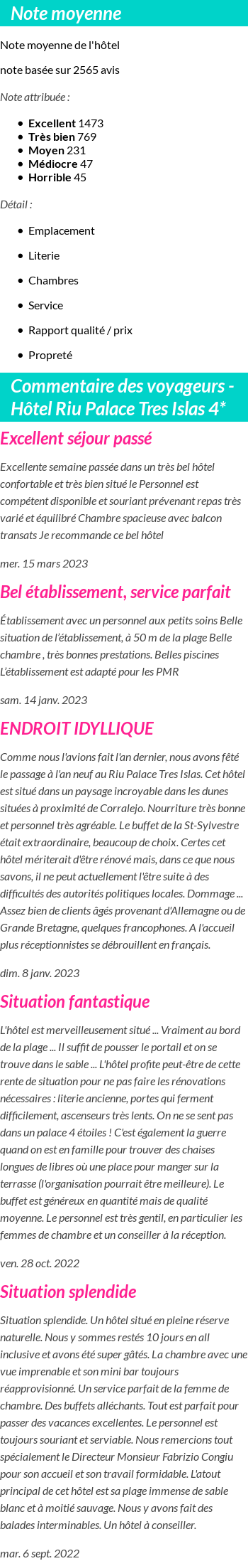 Avis clients