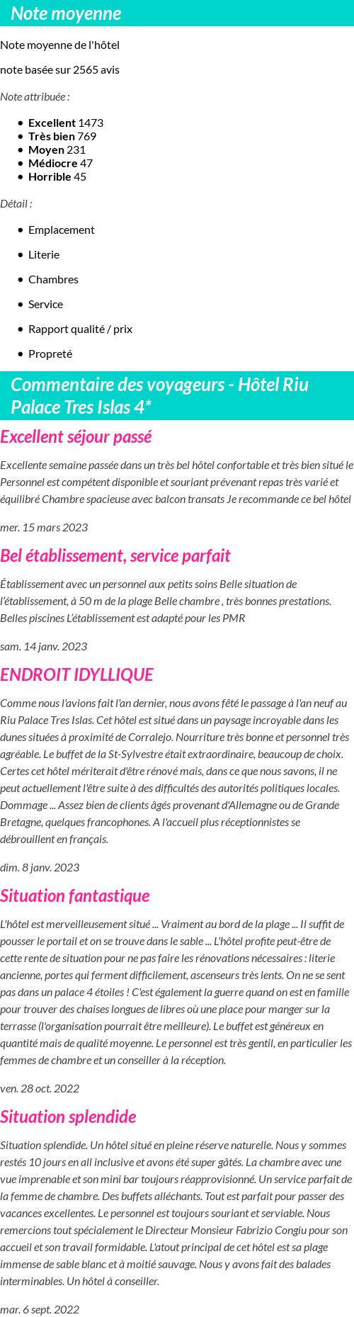 Avis clients