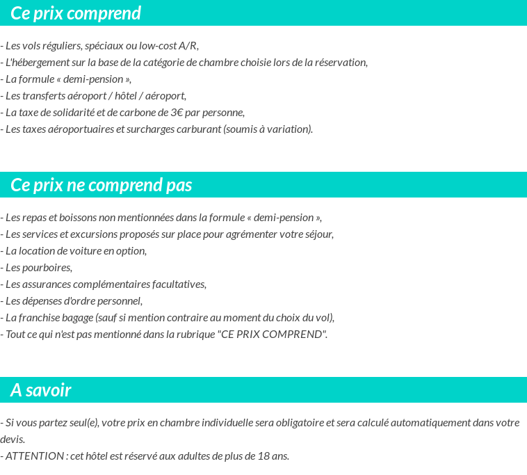 Conditions tarifaires