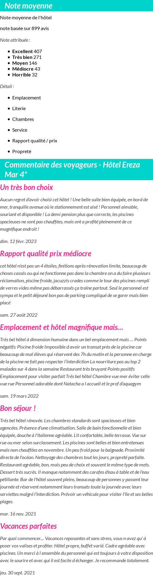 Avis clients