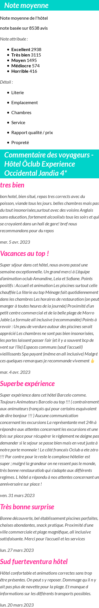 Avis clients