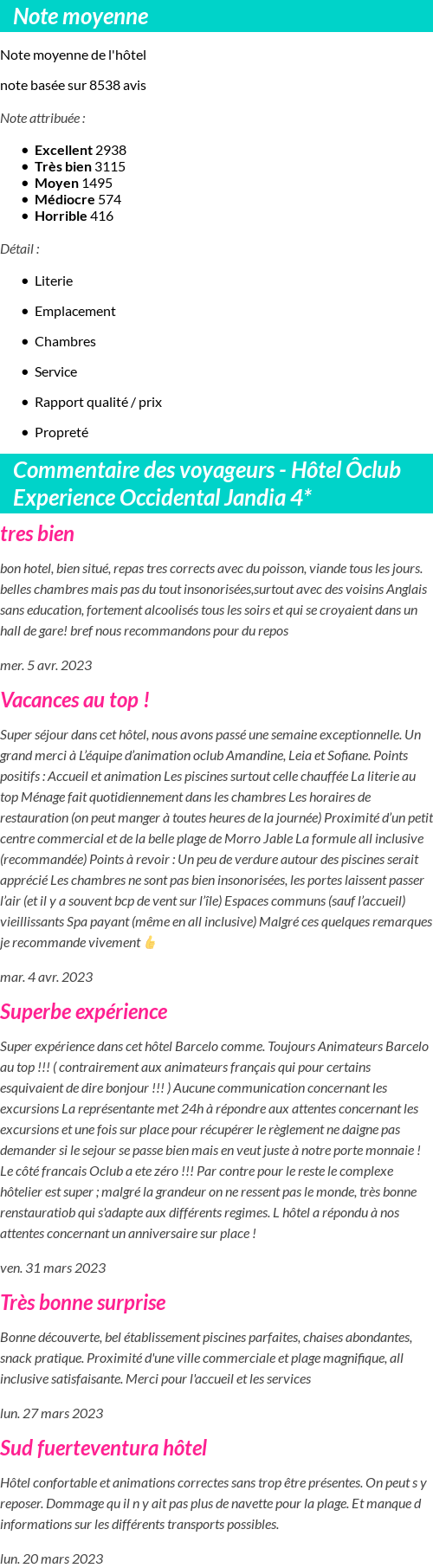 Avis clients