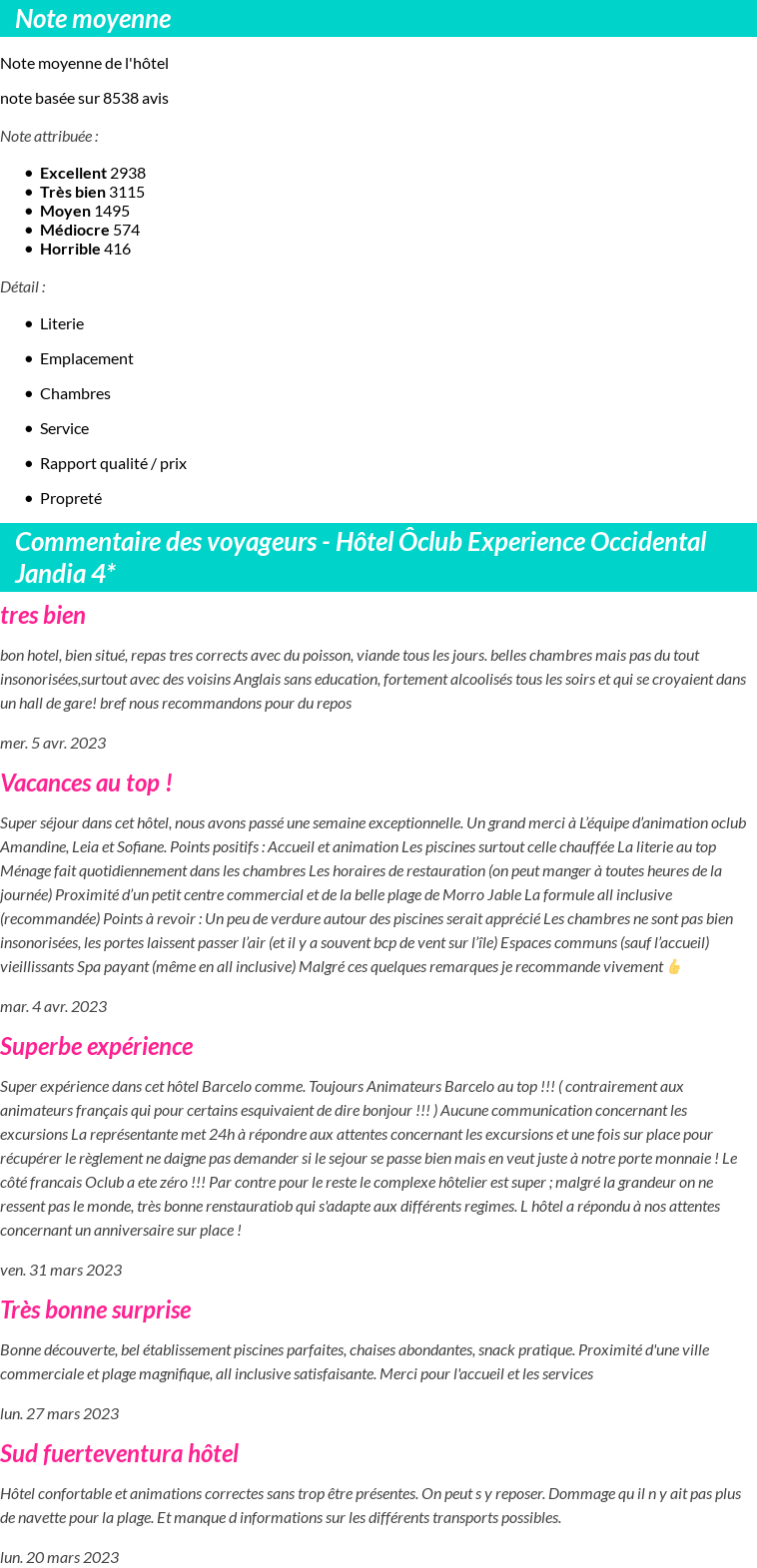 Avis clients