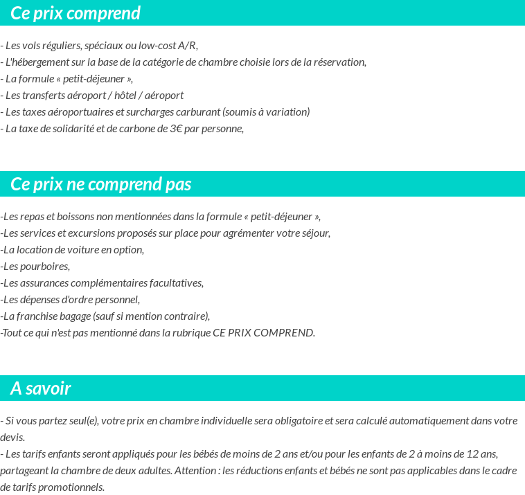 Conditions tarifaires