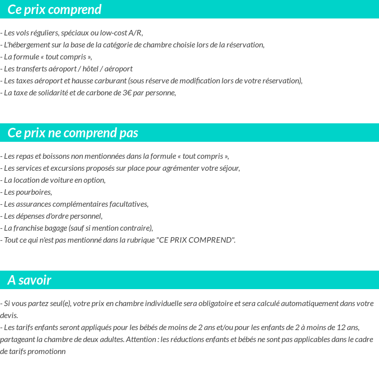 Conditions tarifaires