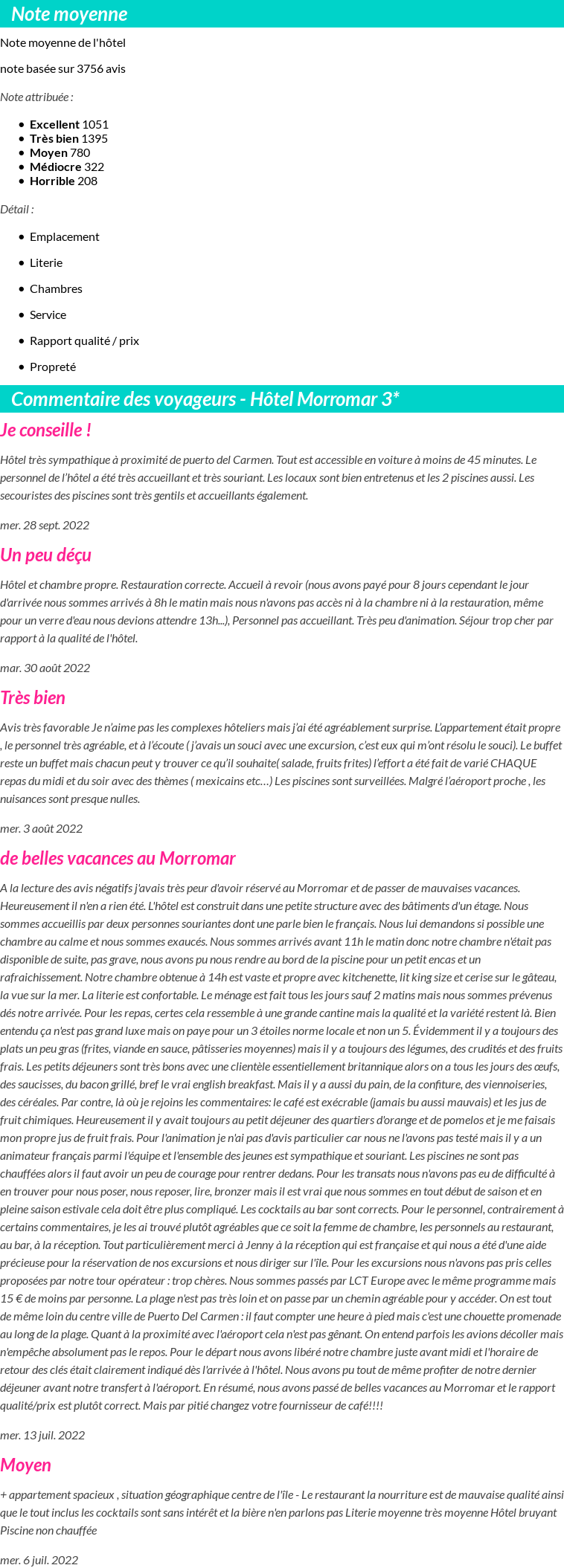 Avis clients