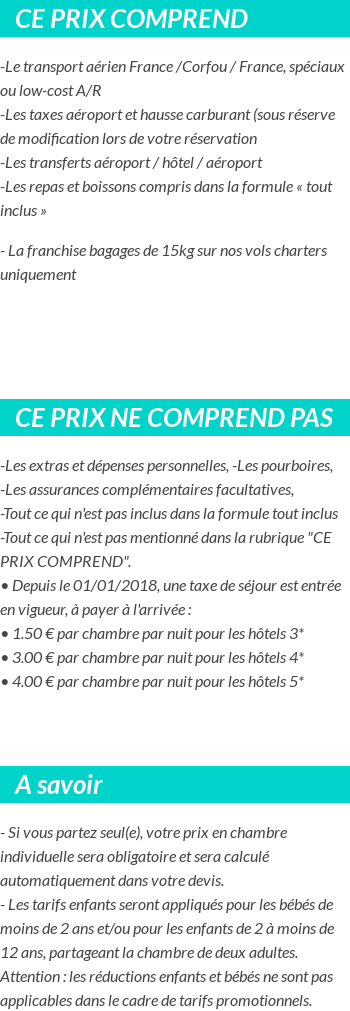 Conditions tarifaires